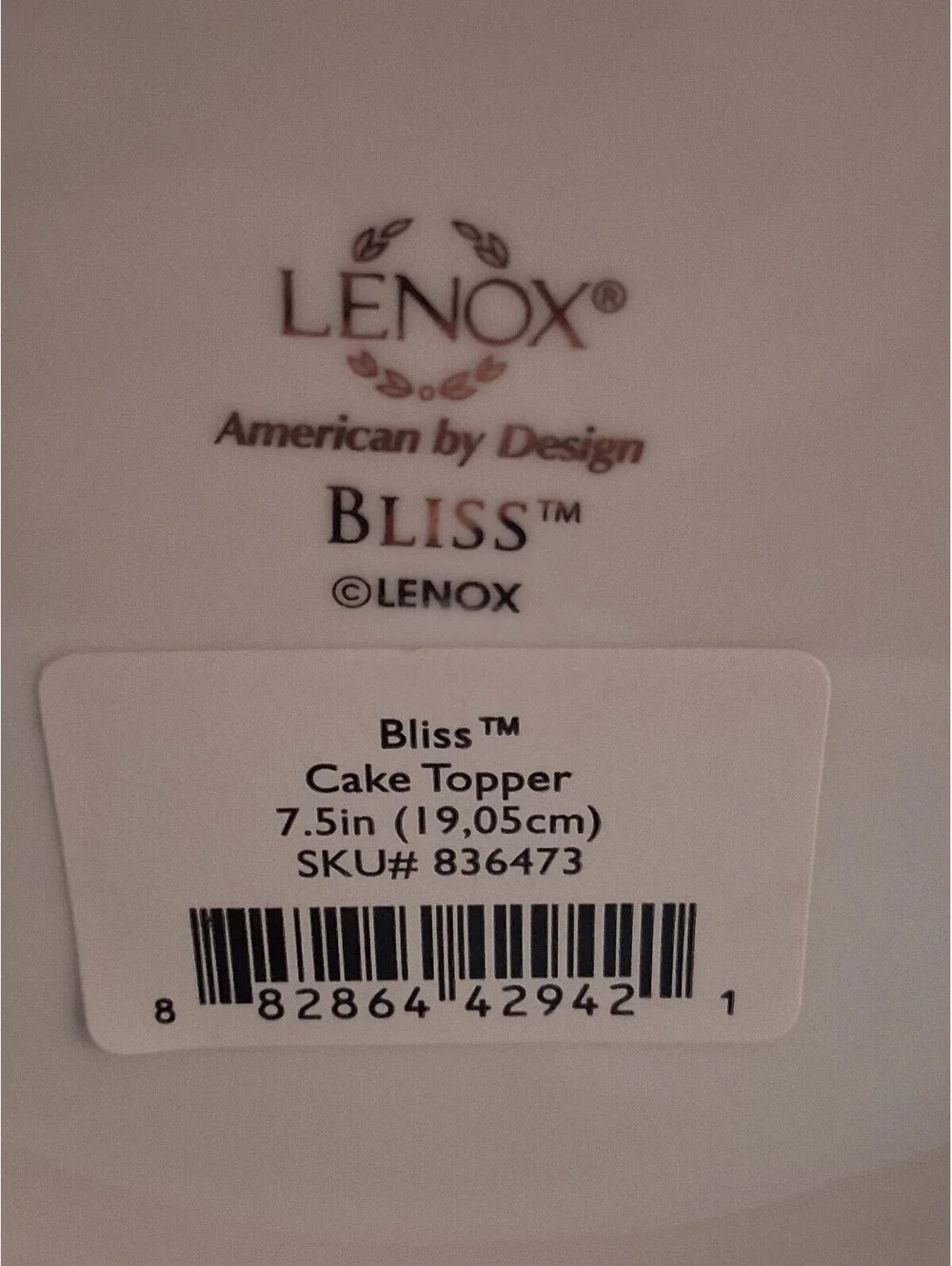Lenox Bliss Porcelain Wedding Cake Topper 7.5 Inch
